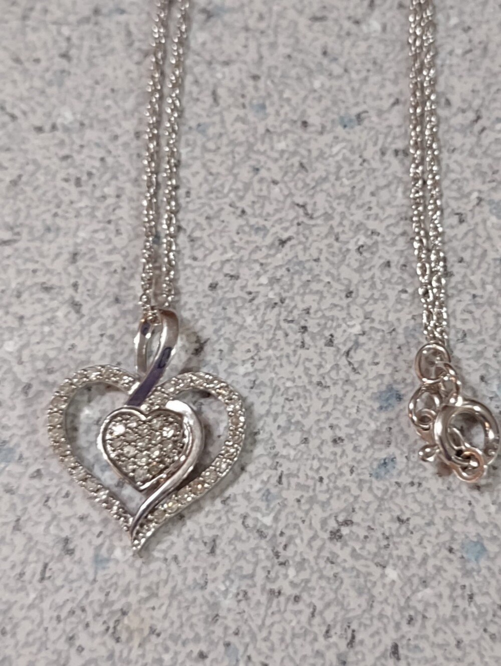 Sterling+Diamond Heart Necklace